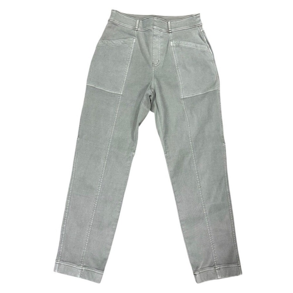 Spanx Women Stretch Twill Ankle Cargo Pants Sage Green High Rise Pull On Size M